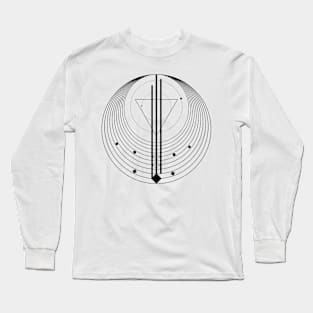 Black white Minimal planet lineart Long Sleeve T-Shirt